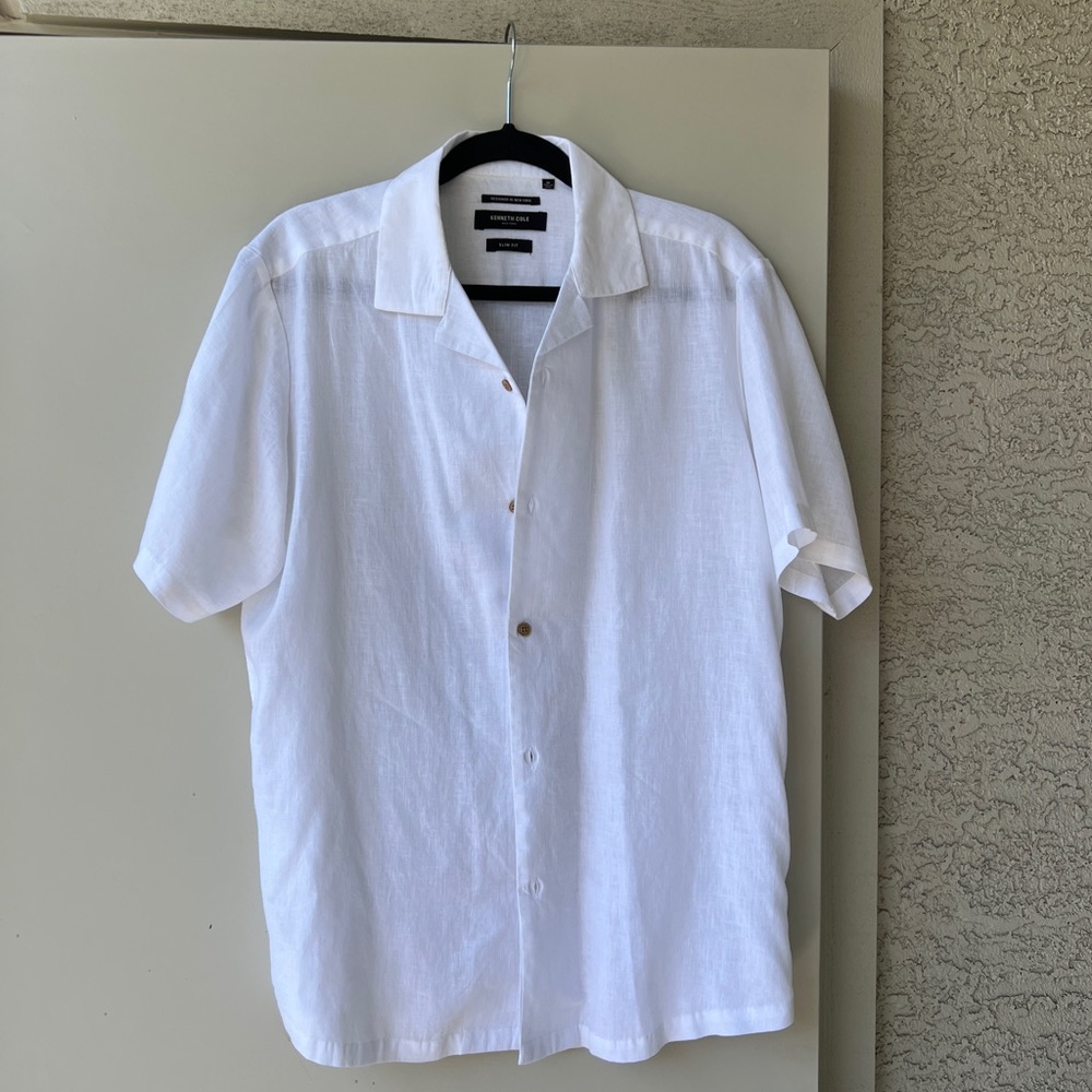 Kenneth Cole linen blend button down shirt, Size M